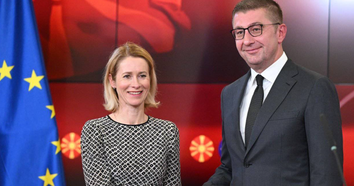 Përfaqësuesja e BE së  Kallas viziton Shkupin  Takim me kryeministrin maqedonas për rrugëtimin integrues të vendit