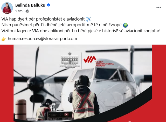 Aeroporti i Vlorës/ Balluku: Nisin punësimet për